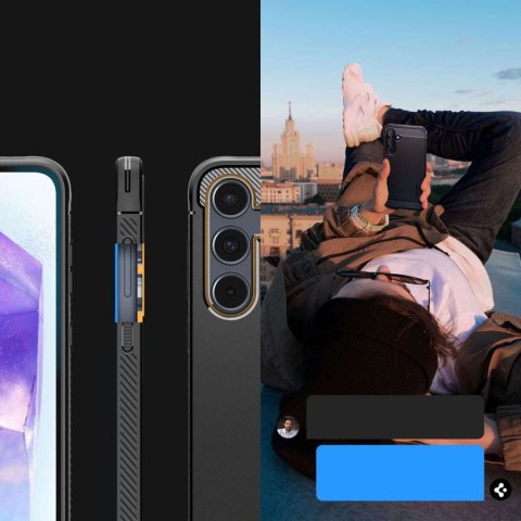 Spigen Etui do Samsung Galaxy A55 5G Spigen Rugged Armor Case obudowa plecki pancerne czarne Matte Black Spigen Etui do Samsung Galaxy A55 5G Spigen Rugged Armor Case obudowa plecki pancerne czarne Matte Black