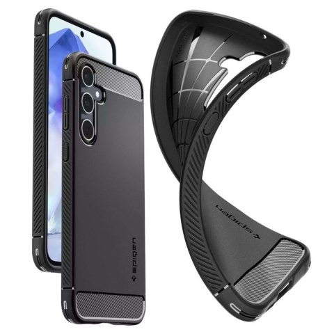 Spigen Etui do Samsung Galaxy A55 5G Spigen Rugged Armor Case obudowa plecki pancerne czarne Matte Black Spigen Etui do Samsung Galaxy A55 5G Spigen Rugged Armor Case obudowa plecki pancerne czarne Matte Black