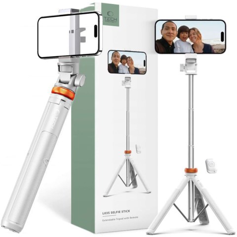 Tech-Protect Selfie Stick Kijek Statyw Tripod Bluetooth uchwyt do telefonu zdjęć + Pilot L03S biały Tech-Protect Selfie Stick Kijek Statyw Tripod Bluetooth uchwyt do telefonu zdjęć + Pilot L03S biały