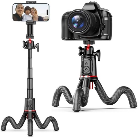 Tech-Protect Selfie stick kijek Bluetooth Statyw Flexible Tripod Giętki elastyczny uchwyt do telefonu zdjęć L07S czarny Tech-Protect Selfie stick kijek Bluetooth Statyw Flexible Tripod Giętki elastyczny uchwyt do telefonu zdjęć L07S czarny