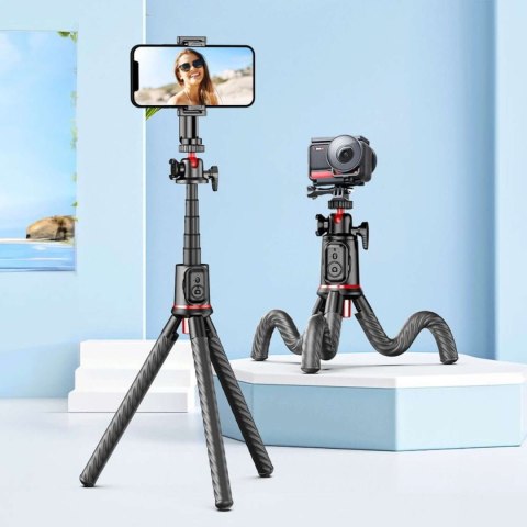 Tech-Protect Selfie stick kijek Bluetooth Statyw Flexible Tripod Giętki elastyczny uchwyt do telefonu zdjęć L07S czarny Tech-Protect Selfie stick kijek Bluetooth Statyw Flexible Tripod Giętki elastyczny uchwyt do telefonu zdjęć L07S czarny