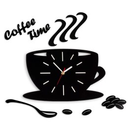 MODERN CLOCK ZEGAR ŚCIENNY COFFEE TIME FILIŻANKA SATIN