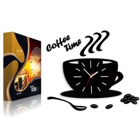 MODERN CLOCK ZEGAR ŚCIENNY COFFEE TIME FILIŻANKA SATIN MODERN CLOCK ZEGAR ŚCIENNY COFFEE TIME FILIŻANKA SATIN