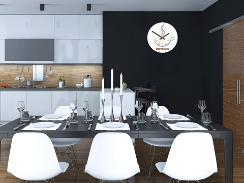 MODERN CLOCK ZEGAR ŚCIENNY COFFEE TIME II WHITE MODERN CLOCK ZEGAR ŚCIENNY COFFEE TIME II WHITE