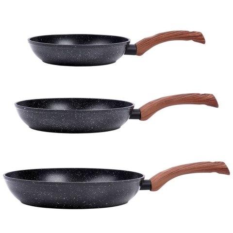 VILDE ZESTAW 3 PATELNI GRANITOWYCH BLACK&WOOD 20/24/28 cm 199011 VILDE ZESTAW 3 PATELNI GRANITOWYCH BLACK&WOOD 20/24/28 cm 199011