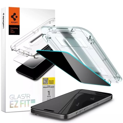 Spigen Szkło hartowane Spigen Glas.tR "EZ Fit" do Apple iPhone 15 Pro Max Privacy Spigen Szkło hartowane Spigen Glas.tR "EZ Fit" do Apple iPhone 15 Pro Max Privacy