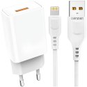 Denmen Ładowarka sieciowa USB + kabel USB - Lightning do iPhone 1m szybka 2.4A 12W Denmen Biała