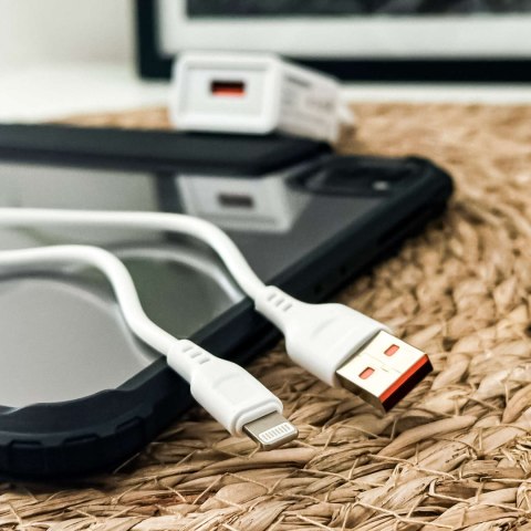 Denmen Ładowarka sieciowa USB + kabel USB - Lightning do iPhone 1m szybka 2.4A 12W Denmen Biała Denmen Ładowarka sieciowa USB + kabel USB - Lightning do iPhone 1m szybka 2.4A 12W Denmen Biała