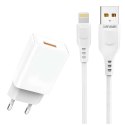 Denmen Ładowarka sieciowa USB + kabel USB - Lightning do iPhone 1m szybka 2.4A 12W Denmen Biała