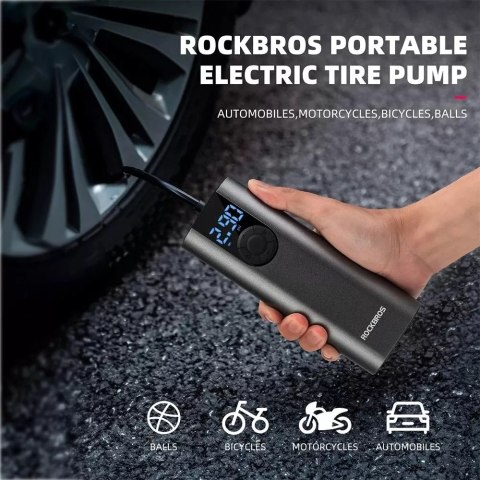 RockBros Elektryczna pompka rowerowa Rockbros 42720001001 z wyświetlaczem LED + kabel USB-C - USB-A - czarna RockBros Elektryczna pompka rowerowa Rockbros 42720001001 z wyświetlaczem LED + kabel USB-C - USB-A - czarna