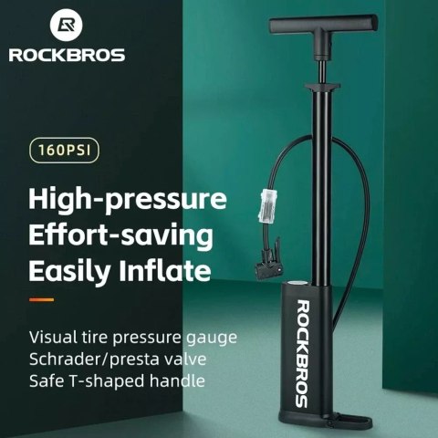 RockBros Pompka rowerowa Rockbros 42310007001 podłogowa - czarna RockBros Pompka rowerowa Rockbros 42310007001 podłogowa - czarna