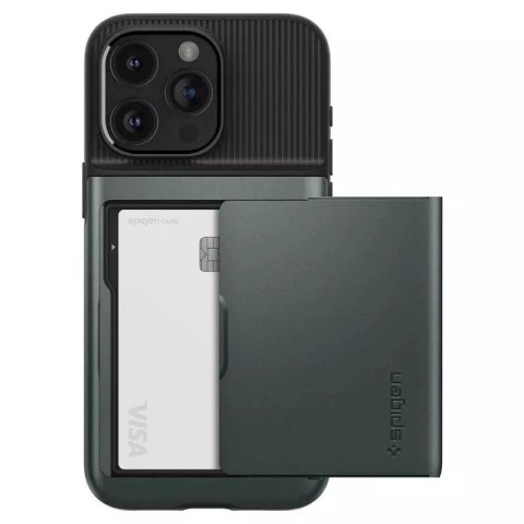Spigen Etui Spigen Slim Armor CS do Apple iPhone 15 Pro - ciemnozielone Spigen Etui Spigen Slim Armor CS do Apple iPhone 15 Pro - ciemnozielone