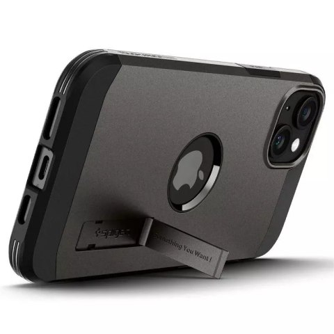 Spigen Etui Spigen Tough Armor MagSafe z podstawką na iPhone 15 Plus - metaliczny szary Spigen Etui Spigen Tough Armor MagSafe z podstawką na iPhone 15 Plus - metaliczny szary
