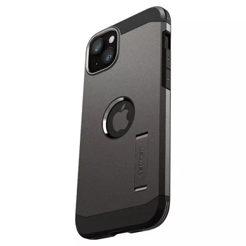 Spigen Etui Spigen Tough Armor MagSafe z podstawką na iPhone 15 Plus - metaliczny szary Spigen Etui Spigen Tough Armor MagSafe z podstawką na iPhone 15 Plus - metaliczny szary