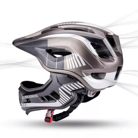 RockBros Kask rowerowy dziecięcy z odpinaną szczęką Rockbros TT-32SBTG-M rozmiar M - szary RockBros Kask rowerowy dziecięcy z odpinaną szczęką Rockbros TT-32SBTG-M rozmiar M - szary