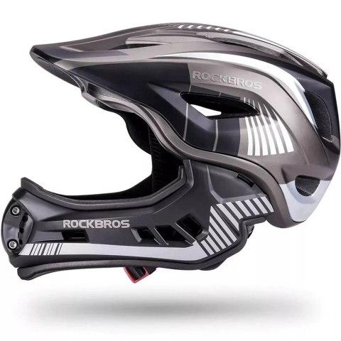 RockBros Kask rowerowy dziecięcy z odpinaną szczęką Rockbros TT-32SBTG-M rozmiar M - szary RockBros Kask rowerowy dziecięcy z odpinaną szczęką Rockbros TT-32SBTG-M rozmiar M - szary