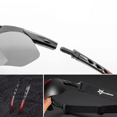 RockBros Okulary rowerowe Rockbros 10141 fotochromowe UV400 - czerwone RockBros Okulary rowerowe Rockbros 10141 fotochromowe UV400 - czerwone