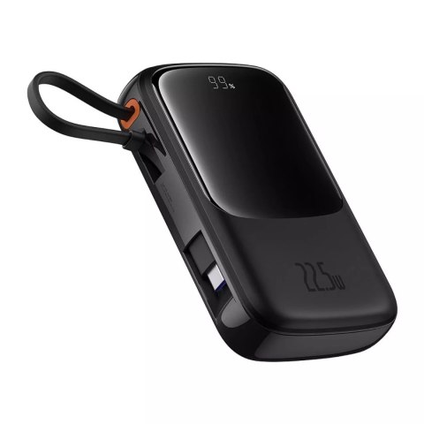 Baseus Powerbank Baseus Qpow Pro+ 10000mAh 22.5W z wbudowanym kablem USB-C i wyświetlaczem - czarny Baseus Powerbank Baseus Qpow Pro+ 10000mAh 22.5W z wbudowanym kablem USB-C i wyświetlaczem - czarny