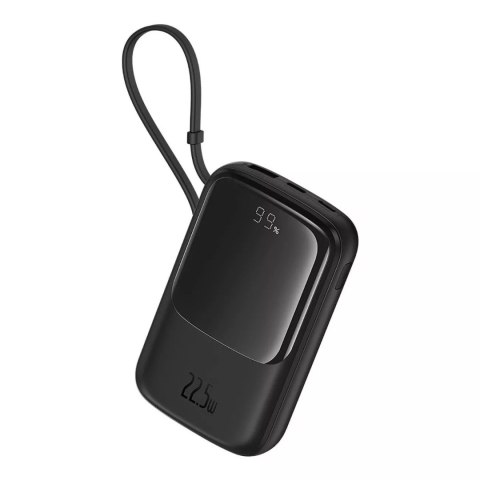 Baseus Powerbank Baseus Qpow Pro+ 10000mAh 22.5W z wbudowanym kablem USB-C i wyświetlaczem - czarny Baseus Powerbank Baseus Qpow Pro+ 10000mAh 22.5W z wbudowanym kablem USB-C i wyświetlaczem - czarny