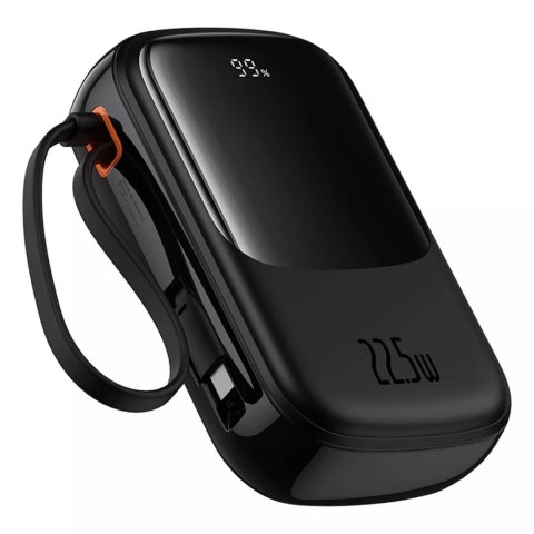 Baseus Powerbank Baseus Qpow Pro+ 20000mAh 22.5W z wbudowanym kablem USB-C i wyświetlaczem - czarny Baseus Powerbank Baseus Qpow Pro+ 20000mAh 22.5W z wbudowanym kablem USB-C i wyświetlaczem - czarny