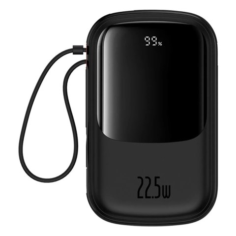 Baseus Powerbank Baseus Qpow Pro+ 20000mAh 22.5W z wbudowanym kablem USB-C i wyświetlaczem - czarny Baseus Powerbank Baseus Qpow Pro+ 20000mAh 22.5W z wbudowanym kablem USB-C i wyświetlaczem - czarny