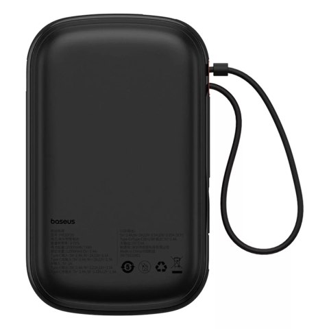 Baseus Powerbank Baseus Qpow Pro+ 20000mAh 22.5W z wbudowanym kablem USB-C i wyświetlaczem - czarny Baseus Powerbank Baseus Qpow Pro+ 20000mAh 22.5W z wbudowanym kablem USB-C i wyświetlaczem - czarny