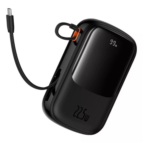 Baseus Powerbank Baseus Qpow Pro+ 20000mAh 22.5W z wbudowanym kablem USB-C i wyświetlaczem - czarny Baseus Powerbank Baseus Qpow Pro+ 20000mAh 22.5W z wbudowanym kablem USB-C i wyświetlaczem - czarny
