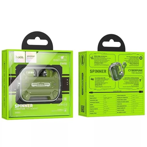 Hoco Słuchawki bezprzewodowe HOCO bluetooth TWS EW55 zielone Hoco Słuchawki bezprzewodowe HOCO bluetooth TWS EW55 zielone