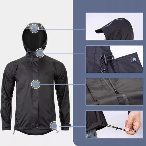 RockBros Kurtka przeciwdeszczowa Rockbros YPY013BK2XL oddychająca wiatroodporna XXL - czarna RockBros Kurtka przeciwdeszczowa Rockbros YPY013BK2XL oddychająca wiatroodporna XXL - czarna