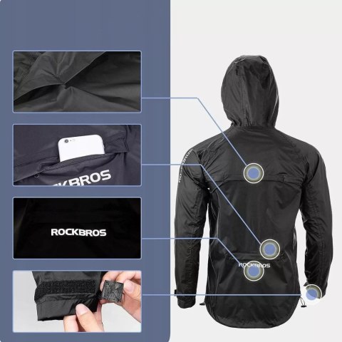 RockBros Kurtka przeciwdeszczowa Rockbros YPY013BK2XL oddychająca wiatroodporna XXL - czarna RockBros Kurtka przeciwdeszczowa Rockbros YPY013BK2XL oddychająca wiatroodporna XXL - czarna