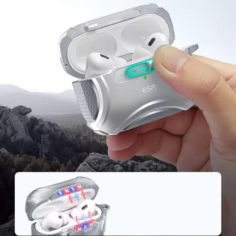 ESR Etui ESR Cyber FlickLock Halolock Magsafe do Apple AirPods Pro 1 / 2 Silver ESR Etui ESR Cyber FlickLock Halolock Magsafe do Apple AirPods Pro 1 / 2 Silver