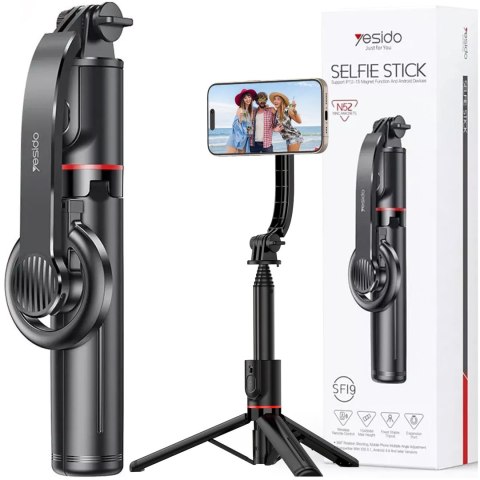 Yesido Selfie stick kijek Statyw Tripod uchwyt magnetyczny do telefonu zdjęć + Pilot Bluetooth Yesido SF19 Magnetic czarny Yesido Selfie stick kijek Statyw Tripod uchwyt magnetyczny do telefonu zdjęć + Pilot Bluetooth Yesido SF19 Magnetic czarny