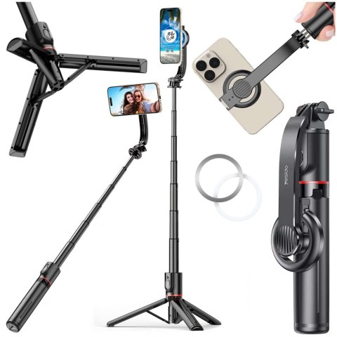 Yesido Selfie stick kijek Statyw Tripod uchwyt magnetyczny do telefonu zdjęć + Pilot Bluetooth Yesido SF19 Magnetic czarny Yesido Selfie stick kijek Statyw Tripod uchwyt magnetyczny do telefonu zdjęć + Pilot Bluetooth Yesido SF19 Magnetic czarny