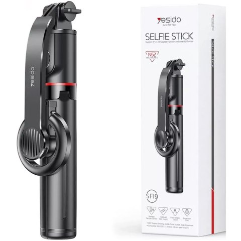 Yesido Selfie stick kijek Statyw Tripod uchwyt magnetyczny do telefonu zdjęć + Pilot Bluetooth Yesido SF19 Magnetic czarny Yesido Selfie stick kijek Statyw Tripod uchwyt magnetyczny do telefonu zdjęć + Pilot Bluetooth Yesido SF19 Magnetic czarny