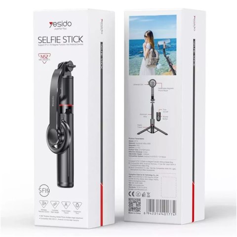 Yesido Selfie stick kijek Statyw Tripod uchwyt magnetyczny do telefonu zdjęć + Pilot Bluetooth Yesido SF19 Magnetic czarny Yesido Selfie stick kijek Statyw Tripod uchwyt magnetyczny do telefonu zdjęć + Pilot Bluetooth Yesido SF19 Magnetic czarny