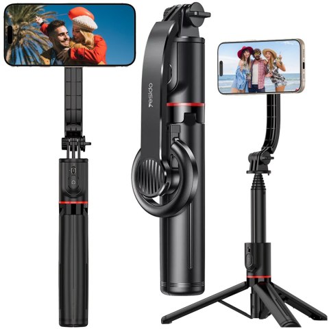 Yesido Selfie stick kijek Statyw Tripod uchwyt magnetyczny do telefonu zdjęć + Pilot Bluetooth Yesido SF19 Magnetic czarny Yesido Selfie stick kijek Statyw Tripod uchwyt magnetyczny do telefonu zdjęć + Pilot Bluetooth Yesido SF19 Magnetic czarny