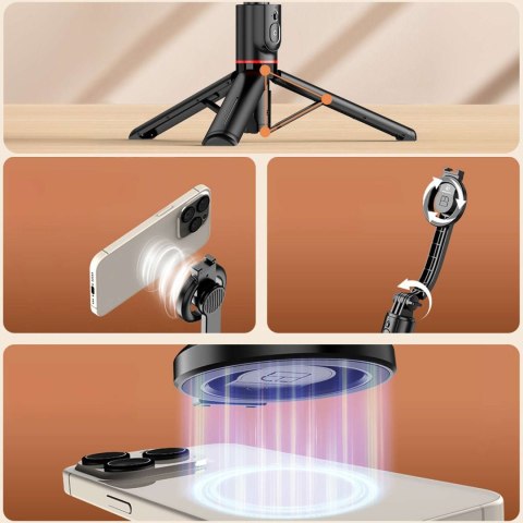 Yesido Selfie stick kijek Statyw Tripod uchwyt magnetyczny do telefonu zdjęć + Pilot Bluetooth Yesido SF19 Magnetic czarny Yesido Selfie stick kijek Statyw Tripod uchwyt magnetyczny do telefonu zdjęć + Pilot Bluetooth Yesido SF19 Magnetic czarny