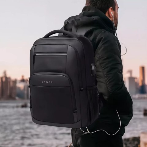 Bange Plecak wodoodporny Bange na laptopa 15.6" miejski podróżny 45x30x16 cm do pracy samolotu męski damski z portem USB Czarny Bange Plecak wodoodporny Bange na laptopa 15.6" miejski podróżny 45x30x16 cm do pracy samolotu męski damski z portem USB Czarny