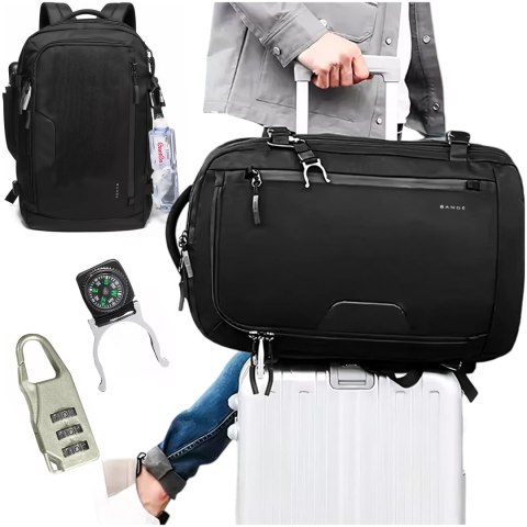Bange Plecak wodoodporny Bange na laptopa 15.6" miejski podróżny rozszerzalny 55 x 35 x 21-27 cm do samolotu męski damski + kłódka szy Bange Plecak wodoodporny Bange na laptopa 15.6" miejski podróżny rozszerzalny 55 x 35 x 21-27 cm do samolotu męski damski + kłódka szy