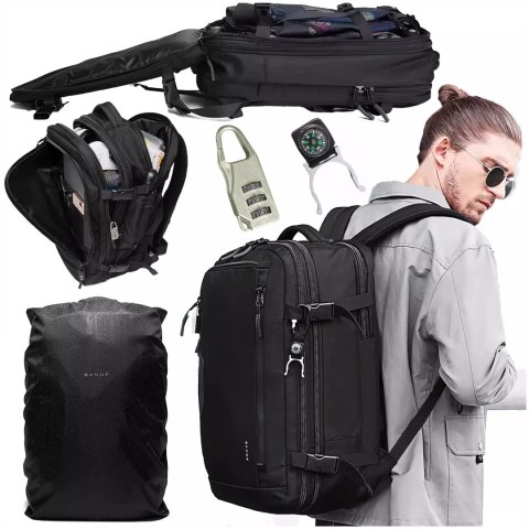 Bange Plecak wodoodporny Bange na laptopa 15.6" miejski podróżny rozszerzalny 55 x 35 x 21-27 cm do samolotu męski damski + kłódka szy Bange Plecak wodoodporny Bange na laptopa 15.6" miejski podróżny rozszerzalny 55 x 35 x 21-27 cm do samolotu męski damski + kłódka szy