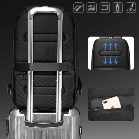 Bange Plecak wodoodporny Bange na laptopa 15.6" podróżny 47x30x12.5 cm do pracy szkoły samolotu męski damski USB antykradzieżowy szyfr Bange Plecak wodoodporny Bange na laptopa 15.6" podróżny 47x30x12.5 cm do pracy szkoły samolotu męski damski USB antykradzieżowy szyfr