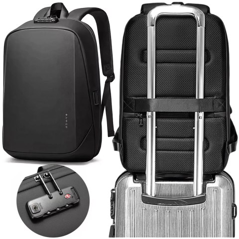 Bange Plecak wodoodporny Bange na laptopa 15.6" podróżny 47x30x12.5 cm do pracy szkoły samolotu męski damski USB antykradzieżowy szyfr Bange Plecak wodoodporny Bange na laptopa 15.6" podróżny 47x30x12.5 cm do pracy szkoły samolotu męski damski USB antykradzieżowy szyfr