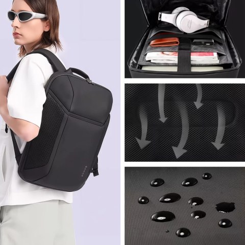 Bange Plecak wodoodporny Bange torba na laptopa 15.6" miejski podróżny 47.5x30x15 cm do pracy szkoły samolotu męski damski Czarny Bange Plecak wodoodporny Bange torba na laptopa 15.6" miejski podróżny 47.5x30x15 cm do pracy szkoły samolotu męski damski Czarny