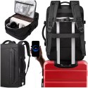 Bange Plecak wodoodporny Bange torba na laptopa 15.6" podróżny 47x31x20 cm do pracy szkoły samolotu męski damski z gniazdem USB Czarny