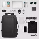 Bange Plecak wodoodporny Bange torba na laptopa 15.6" podróżny 47x31x20 cm do pracy szkoły samolotu męski damski z gniazdem USB Czarny