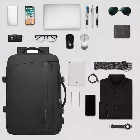 Bange Plecak wodoodporny Bange torba na laptopa 15.6" podróżny 47x31x20 cm do pracy szkoły samolotu męski damski z gniazdem USB Czarny Bange Plecak wodoodporny Bange torba na laptopa 15.6" podróżny 47x31x20 cm do pracy szkoły samolotu męski damski z gniazdem USB Czarny