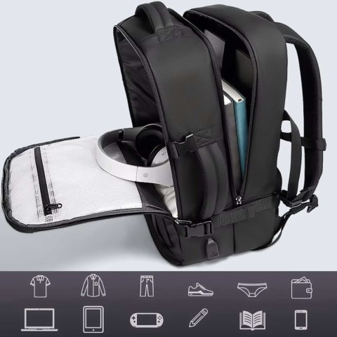 Bange Plecak wodoodporny Bange torba na laptopa 15.6" podróżny 47x31x20 cm do pracy szkoły samolotu męski damski z gniazdem USB Czarny Bange Plecak wodoodporny Bange torba na laptopa 15.6" podróżny 47x31x20 cm do pracy szkoły samolotu męski damski z gniazdem USB Czarny