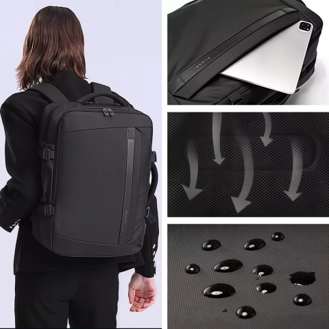 Bange Plecak wodoodporny Bange torba na laptopa 15.6" podróżny 47x31x20 cm do pracy szkoły samolotu męski damski z gniazdem USB Czarny Bange Plecak wodoodporny Bange torba na laptopa 15.6" podróżny 47x31x20 cm do pracy szkoły samolotu męski damski z gniazdem USB Czarny