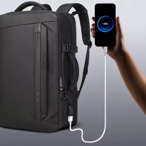 Bange Plecak wodoodporny Bange torba na laptopa 15.6" podróżny 47x31x20 cm do pracy szkoły samolotu męski damski z gniazdem USB Czarny Bange Plecak wodoodporny Bange torba na laptopa 15.6" podróżny 47x31x20 cm do pracy szkoły samolotu męski damski z gniazdem USB Czarny