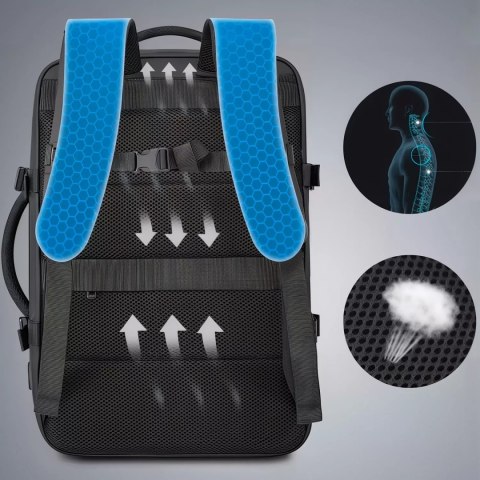 Bange Plecak wodoodporny Bange torba na laptopa 15.6" podróżny 47x31x20 cm do pracy szkoły samolotu męski damski z gniazdem USB Czarny Bange Plecak wodoodporny Bange torba na laptopa 15.6" podróżny 47x31x20 cm do pracy szkoły samolotu męski damski z gniazdem USB Czarny
